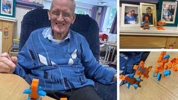 Ilkeston care home Resident enjoys building Lego people